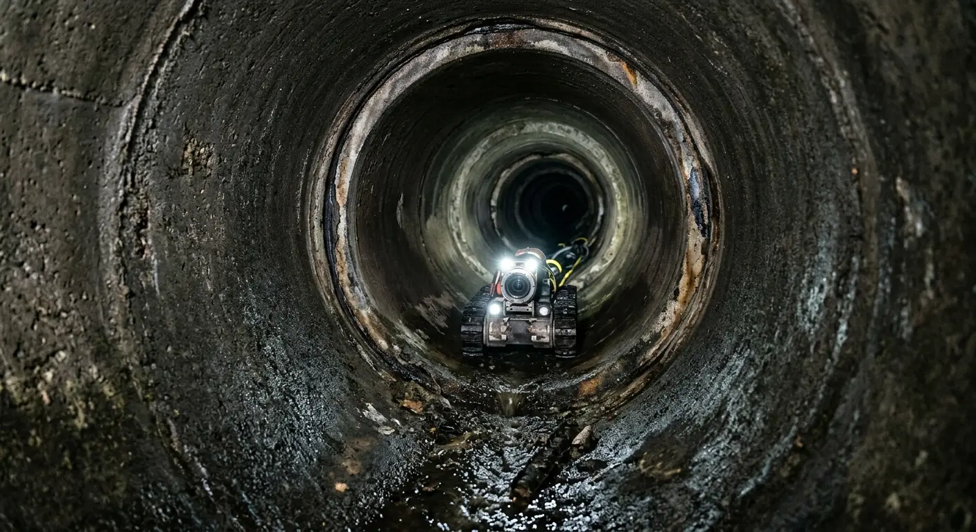 Robotic sewer camera inspecting pipe interior for Sewer Line Repair in South Lebanon